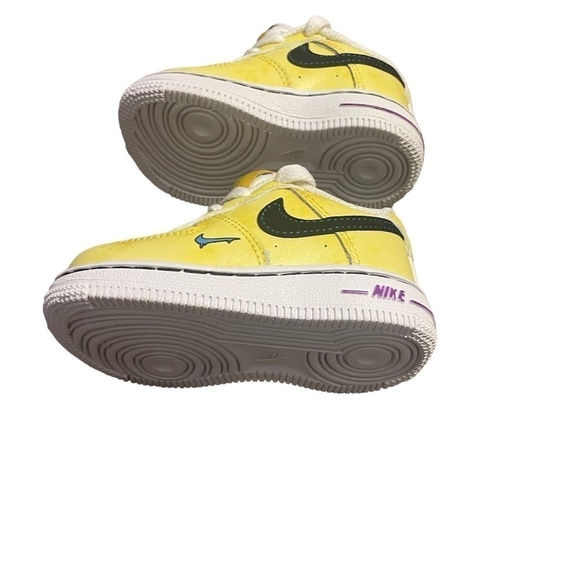 NWOT NIKE Air Force 1 Peace Love Basketball Athletic Shoe Toddler Size 4C Yellow - Picture 4 of 10